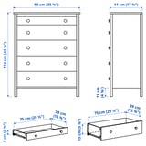 KOPPANG Chest of 5 drawers, white, 90x114 cm