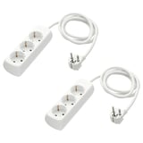 KOPPLA 3-way socket, earthed/white, 1.5 m