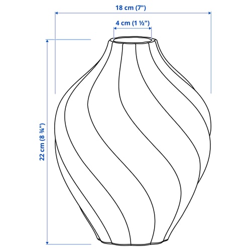 KORNSPARV Vase, grey-blue, 22 cm