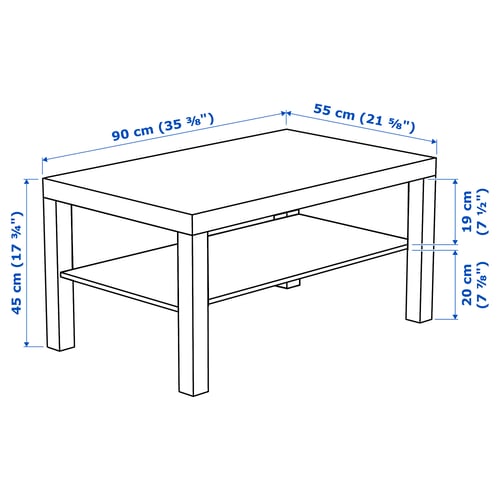 Illustration with measurements for the product: LACK.