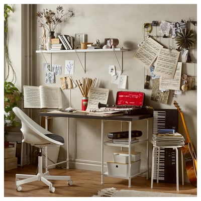 LAGKAPTEN / SPÄND Desk, black-brown/white, 120x60 cm