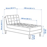 LANDSKRONA Chaise longue, add-on unit, Gunnared dark grey/metal