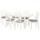 LANEBERG / EKEDALEN Table and 6 chairs, white white/Orrsta light grey, 130/190x80 cm