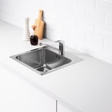 LÅNGUDDEN Inset sink, 1 bowl, stainless steel, 46x46 cm