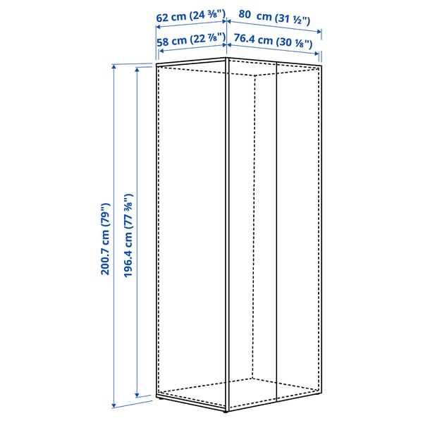 LASTARE Frame with doors, white, 80x62x200 cm