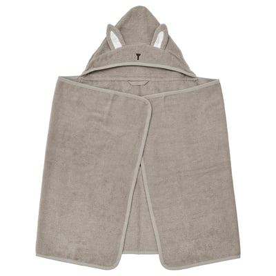 LEN Baby towel with hood, beige/bunny-shaped, 60x125 cm