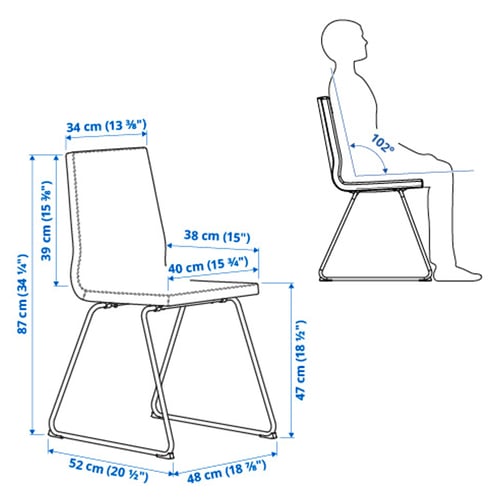 Illustration with measurements for the product: LILLÅNÄS.