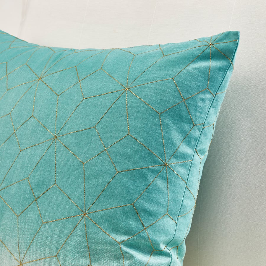 LJUV Cushion cover, turquoise/embroidery, 50x50 cm IKEA