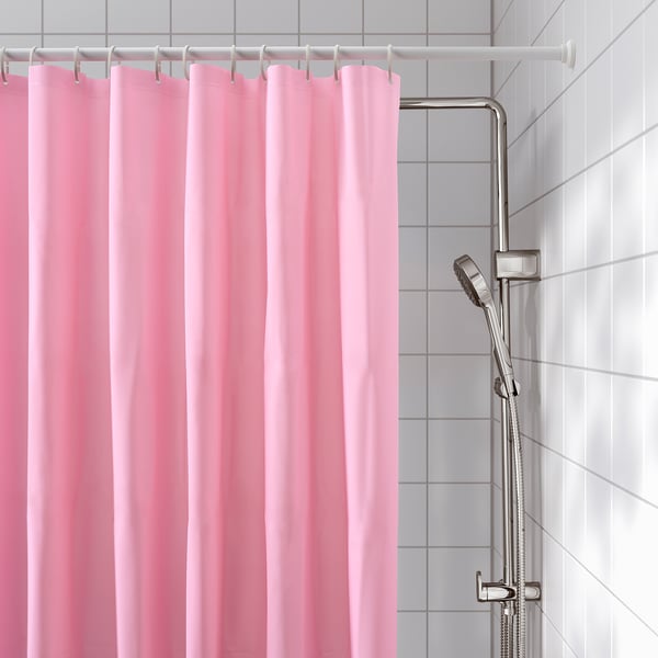 LUDDHAGTORN Shower curtain, pink, 180x200 cm