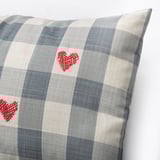 MÄVINN Cushion cover, check grey/heart red, 40x58 cm