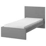 MALM Bed frame with mattress, grey stained/Åbygda firm, 90x200 cm