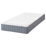 MALM Bed frame with mattress, grey stained/Valevåg extra firm, 90x200 cm