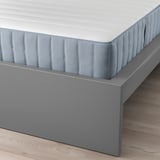 MALM Bed frame with mattress, grey stained/Valevåg extra firm, 160x200 cm