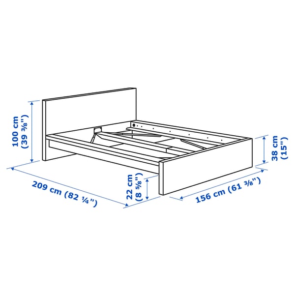 MALM Bed frame with mattress, grey stained/Vesteröy extra firm, 140x200 cm