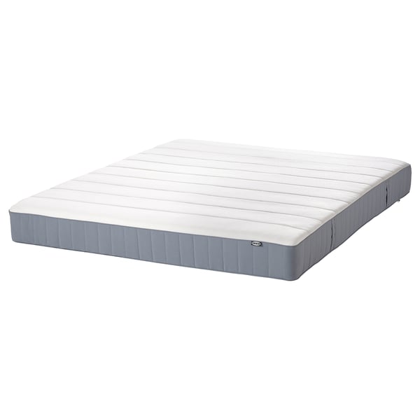 MALM Bed frame with mattress, grey stained/Vesteröy extra firm, 160x200 cm