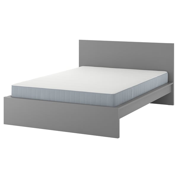 MALM Bed frame with mattress, grey stained/Vesteröy extra firm, 160x200 cm