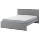 MALM Bed frame with mattress, grey stained/Vesteröy extra firm, 160x200 cm
