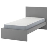 MALM Bed frame with mattress, grey stained/Vesteröy extra firm, 90x200 cm