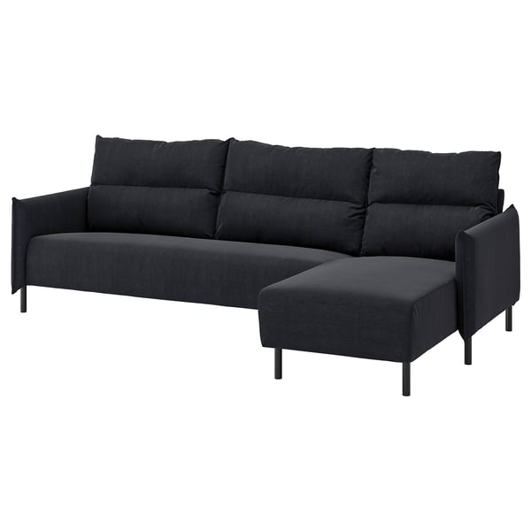 MANNARP 4-seat sofa with chaise longue, Saxemara black-blue
