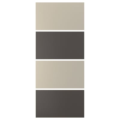 MEHAMN 4 panels for sliding door frame, dark grey/grey-beige, 100x236 cm