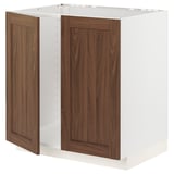 METOD Base cabinet for sink + 2 doors, white Enköping/brown walnut effect, 80x60 cm