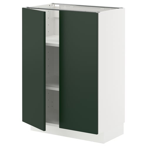 METOD kitchen cabinet in dark green, white frame, rectangular, modern design.