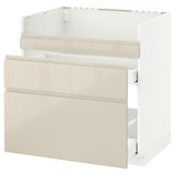 METOD Base cb f HAVSEN snk/3 frnts/2 drws, white Maximera/Voxtorp high-gloss light beige, 80x60 cm