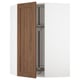 METOD Corner wall cabinet with carousel, white Enköping/brown walnut effect, 68x100 cm