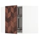 METOD kitchen cabinet with dark herringbone veneer, open showing shelves.