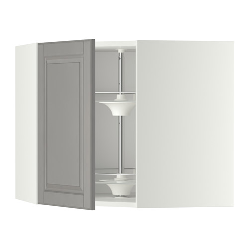 Metod Corner Wall Cabinet With Carousel White Bodbyn Grey 68x60 Cm Ikea