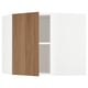METOD Corner wall cabinet with shelves, white/Tistorp brown walnut effect, 68x60 cm