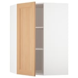 METOD Corner wall cabinet with shelves, white/Vedhamn oak, 68x100 cm