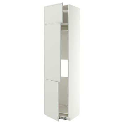 METOD High cab f fridge/freezer w 3 doors, white/Aspudden light grey, 60x60x240 cm