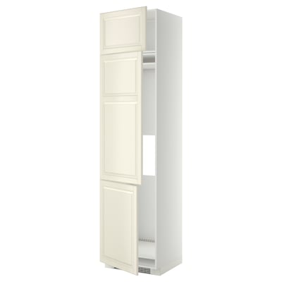 METOD High cab f fridge/freezer w 3 doors, white/Bodbyn off-white, 60x60x240 cm
