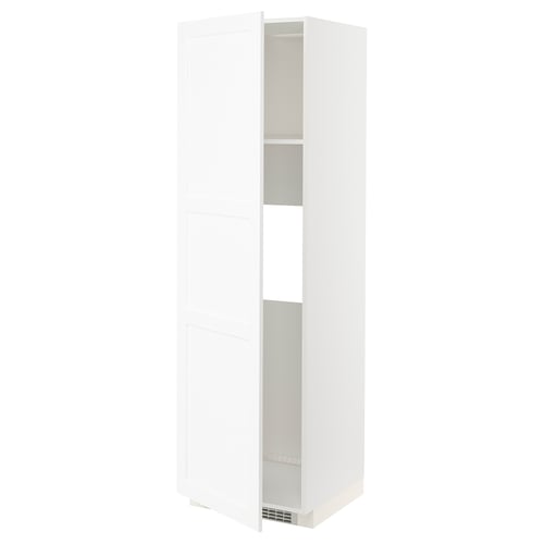 White METOD kitchen cabinet with adjustable shelf and reversible door.
