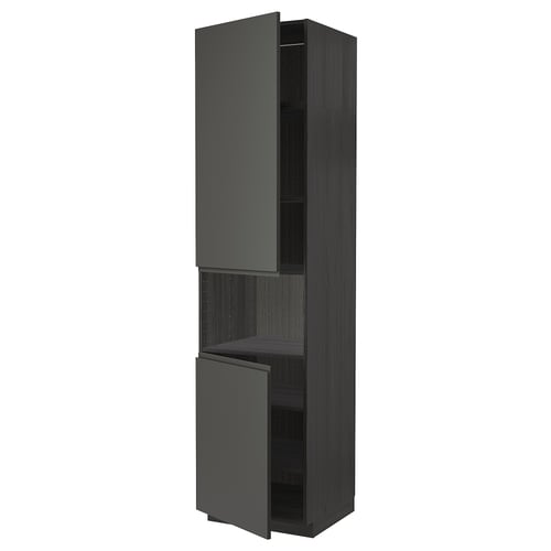 METOD kitchen cabinet, grey, tall, two doors, particleboard.