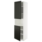 METOD High cab f micro w 2 doors/shelves, white/Bodbyn black, 60x60x220 cm