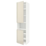 METOD High cab f micro w 2 doors/shelves, white/Voxtorp high-gloss light beige, 60x60x240 cm