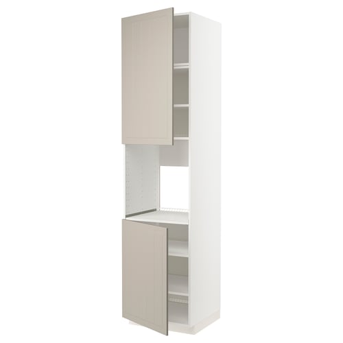 Beige METOD kitchen cabinet with adjustable shelves, reversible door, particleboard & polyester finish.