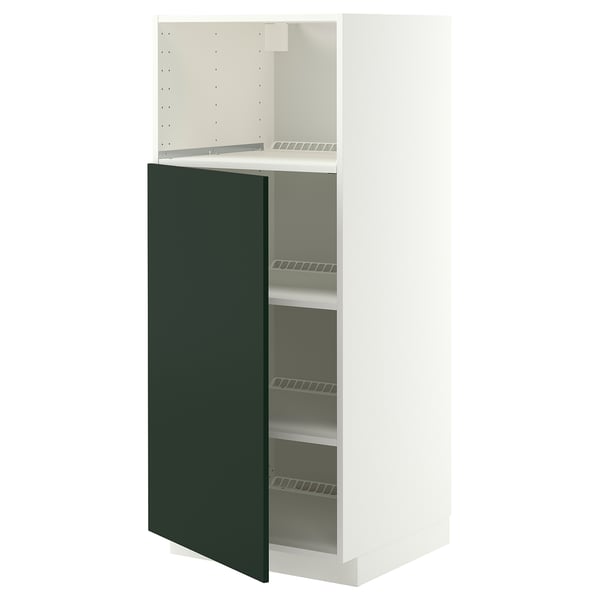 METOD High cabinet f built-in appliances, white/Havstorp deep green, 60x60x140 cm