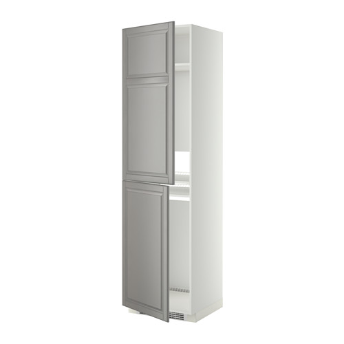 METOD High for fridge/freezer white, Bodbyn grey, 60x60x220