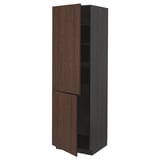 METOD High cabinet with shelves/2 doors, black/Sinarp brown, 60x60x200 cm