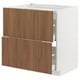 METOD / MAXIMERA Base cab f hob/2 fronts/2 drawers, white/Tistorp brown walnut effect, 80x60 cm