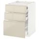 METOD / MAXIMERA Base cab f hob/3 fronts/3 drawers, white/Voxtorp high-gloss light beige, 60x60 cm