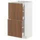 METOD / MAXIMERA Base cab with 2 fronts/3 drawers, white/Tistorp brown walnut effect, 40x37 cm