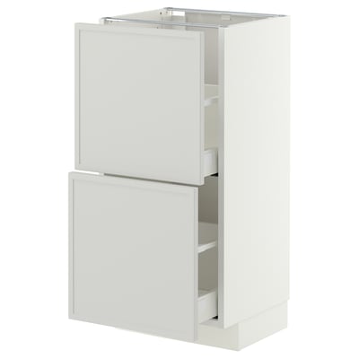 METOD / MAXIMERA Base cabinet with 2 drawers, white/Aspudden light grey, 40x37 cm