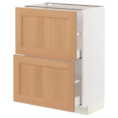 METOD / MAXIMERA Base cabinet with 2 drawers, white/Vedhamn oak, 60x37 cm