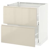 METOD / MAXIMERA Base cb 2 fronts/2 high drawers, white/Voxtorp high-gloss light beige, 80x60 cm