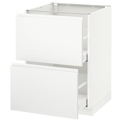 METOD / MAXIMERA Base cb 2 fronts/2 high drawers, white/Voxtorp matt white, 60x60 cm
