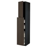 METOD / MAXIMERA Hc w p-o func 4drw/1dr/2shlv, black/Sinarp brown, 40x60x220 cm